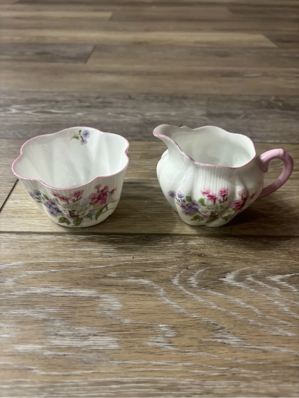 Shelley Stocks Sugar Bowl & Creamer #13428 Dainty England Vintage Cottagecore